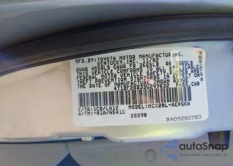 2003 Toyota Avalon Xls from USA, damaged, VIN 4T1BF28B33U299632